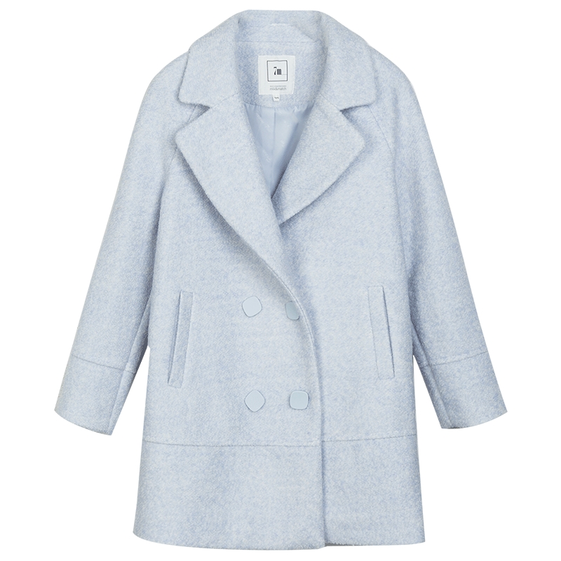 Manteau Long Noir Doux De Laine Manteau Bleu Tempérament Pas Cher