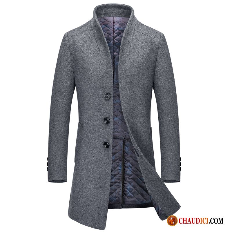 Manteau Manteau Homme Tissu De Laine Épaissir Longue De Laine Jeunesse