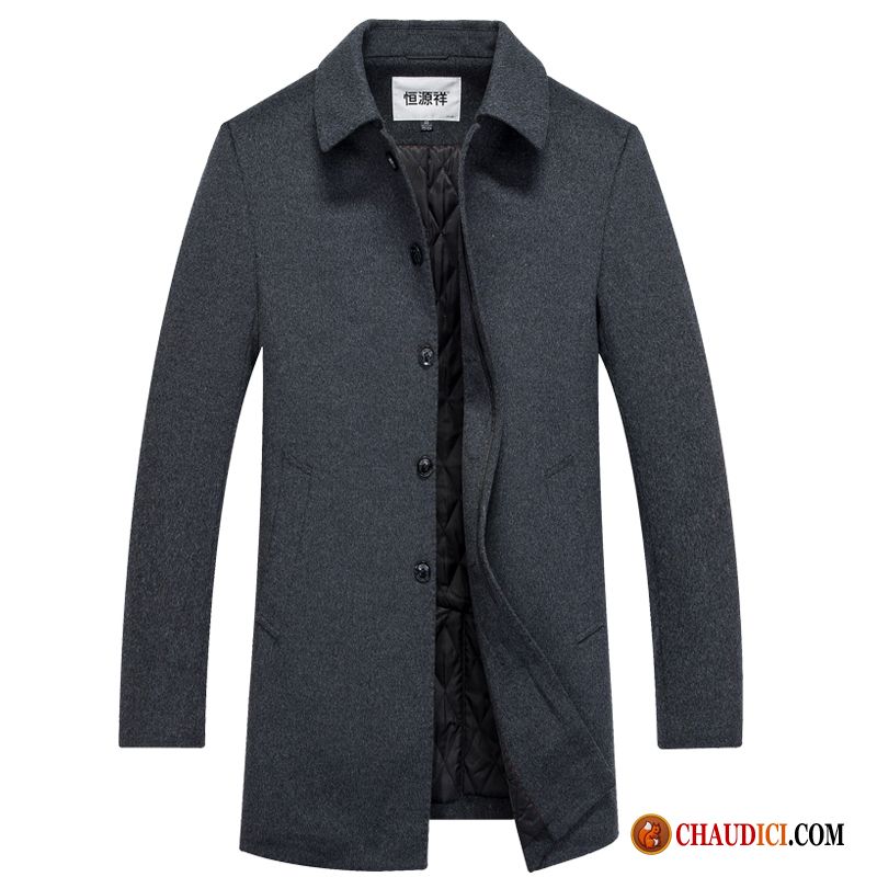 Manteau Matelassée Cuir Homme L'automne La Laine Manteau Homme Épaissir