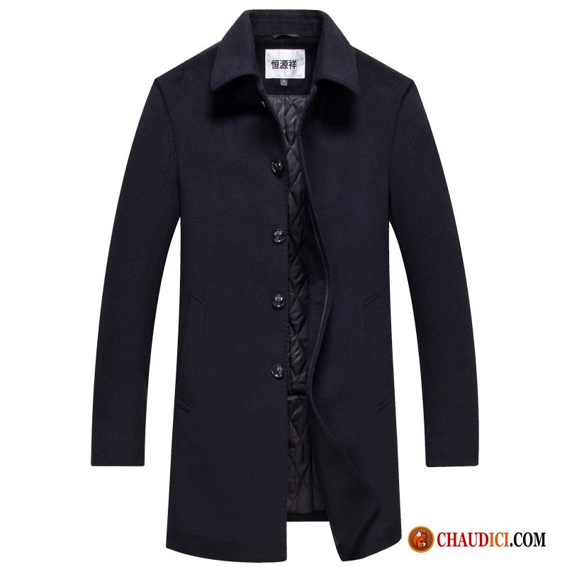 Manteau Matelassée Cuir Homme L'automne La Laine Manteau Homme Épaissir