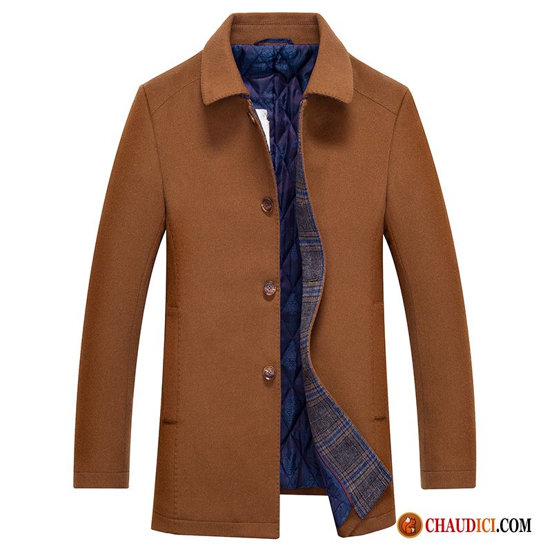 Manteau Matelassée Cuir Homme L'automne La Laine Manteau Homme Épaissir