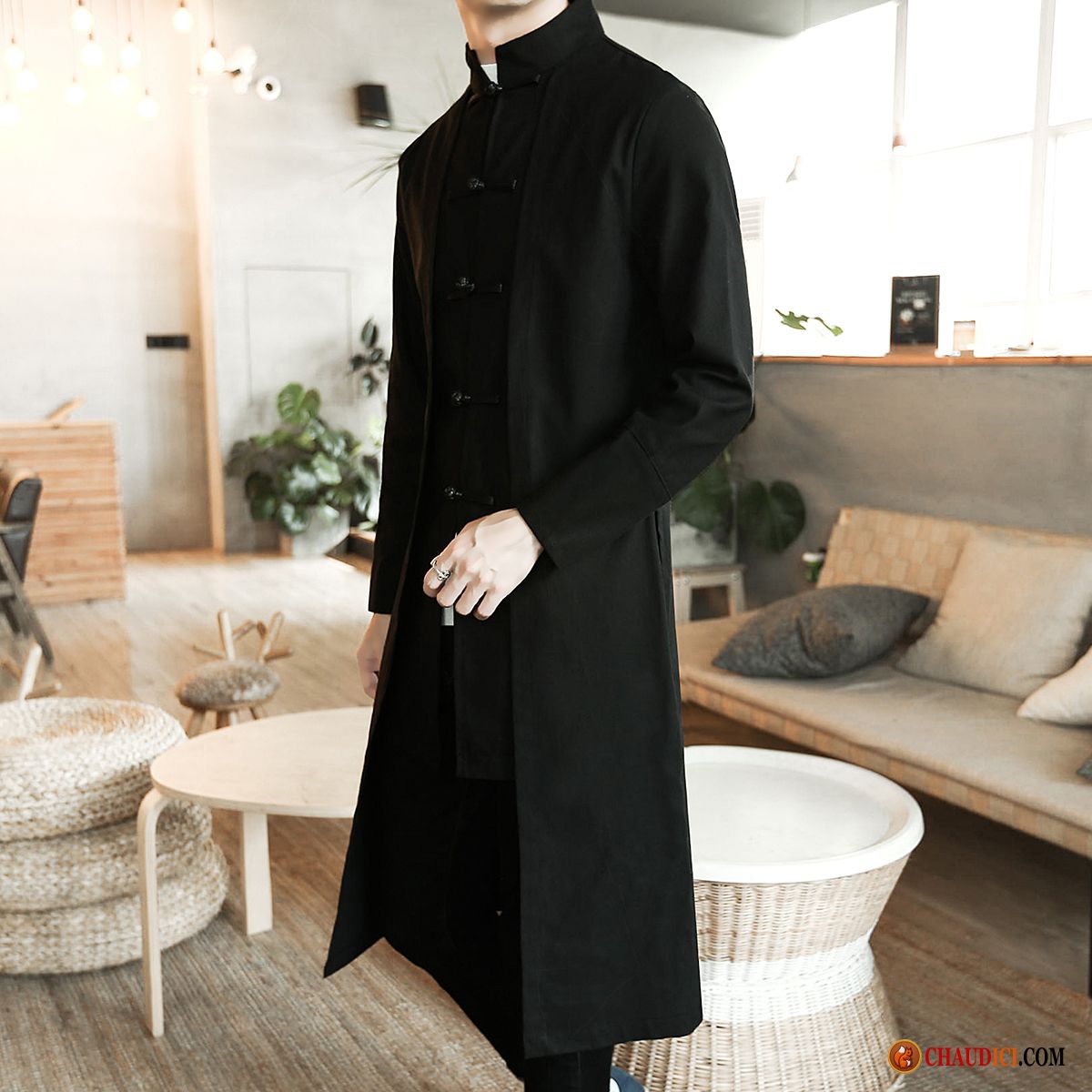 Manteau Pour Hommes Blanc Manteau Noir Deux-pièces Jeunesse Style Chinois