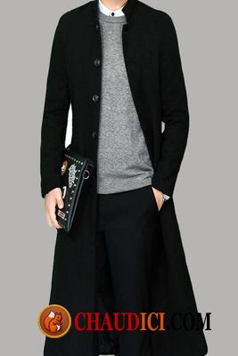 Marque Manteau Homme L'automne Beau Noir De Laine Manteau