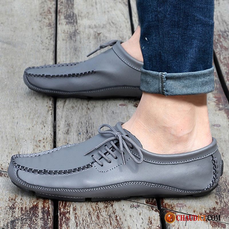 Marque Mocassin Homme Grande Taille Jeunesse Gris Tendance Angleterre Pas Cher