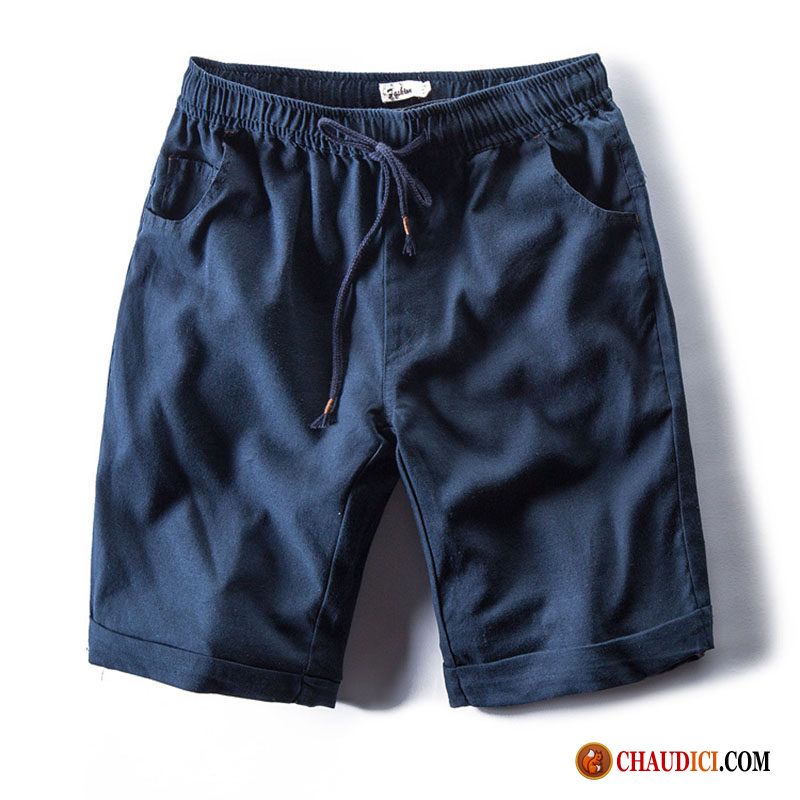 Marque Shorts Homme Légère Homme Lin Vert Décontractée Pas Cher