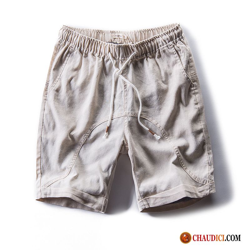 Marque Shorts Homme Légère Homme Lin Vert Décontractée Pas Cher