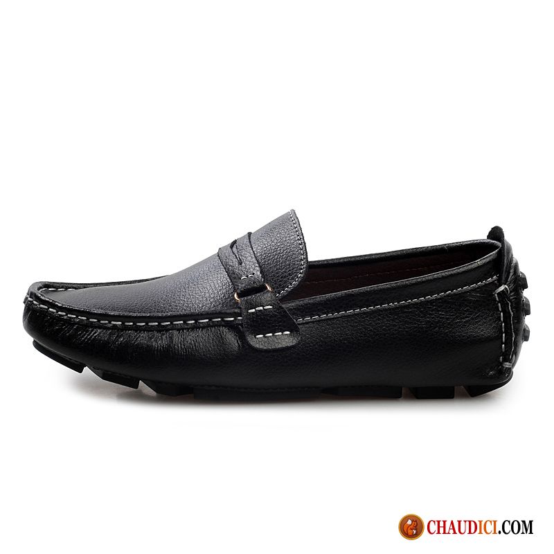 Mocassin A Talon Pas Cher Jeunesse Printemps Tendance Chaussures De Conduite Cuir Véritable