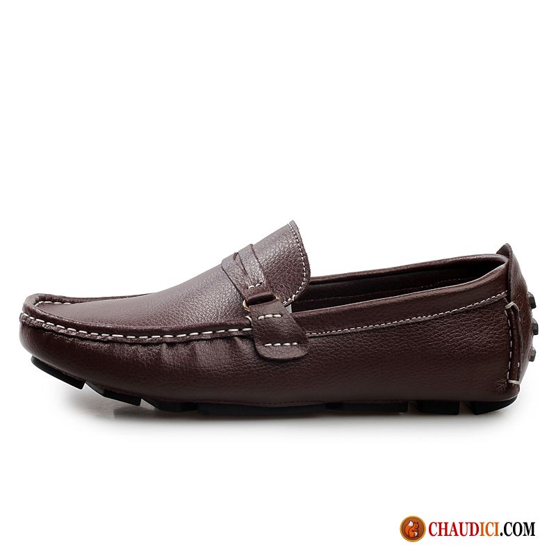 Mocassin A Talon Pas Cher Jeunesse Printemps Tendance Chaussures De Conduite Cuir Véritable