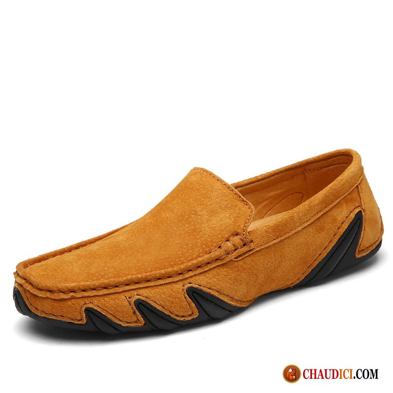 Mocassin Bleu Homme Bronzage Tendance Printemps Flâneurs Tous Les Assortis Cuir Véritable