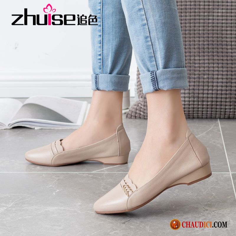 Mocassin Chaussure Femme Lavande Derbies Confortable Noir Cuir Véritable Tous Les Assortis