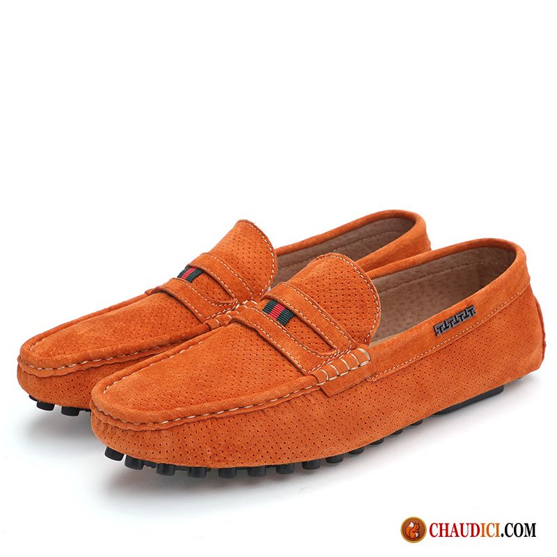 Mocassin Couleur Homme Cuir Véritable Respirant Chaussures De Conduite Décontractée Été