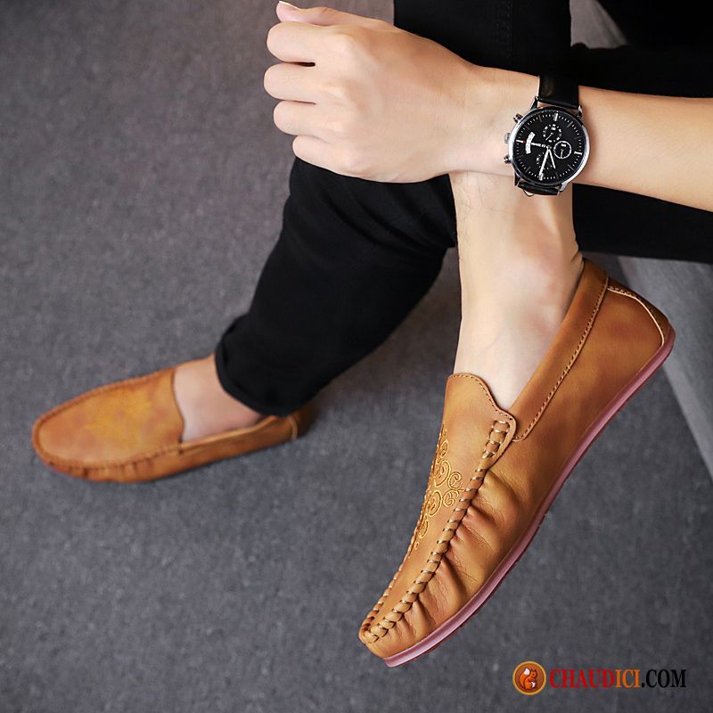 Mocassin Daim Homme Pas Cher Rouge Flâneurs Homme Tendance Tous Les Assortis En Vente