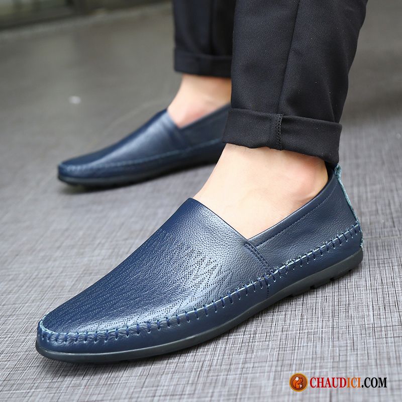 Mocassin En Cuir Homme Slip-on Flâneurs Homme Respirant Jeunesse Soldes