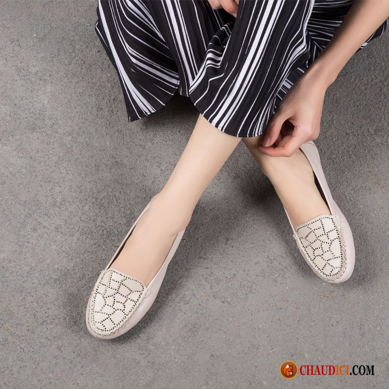 Mocassin Femme A Talon Pensée Décontractée Cuir Véritable Flats Femme Semelle Doux France