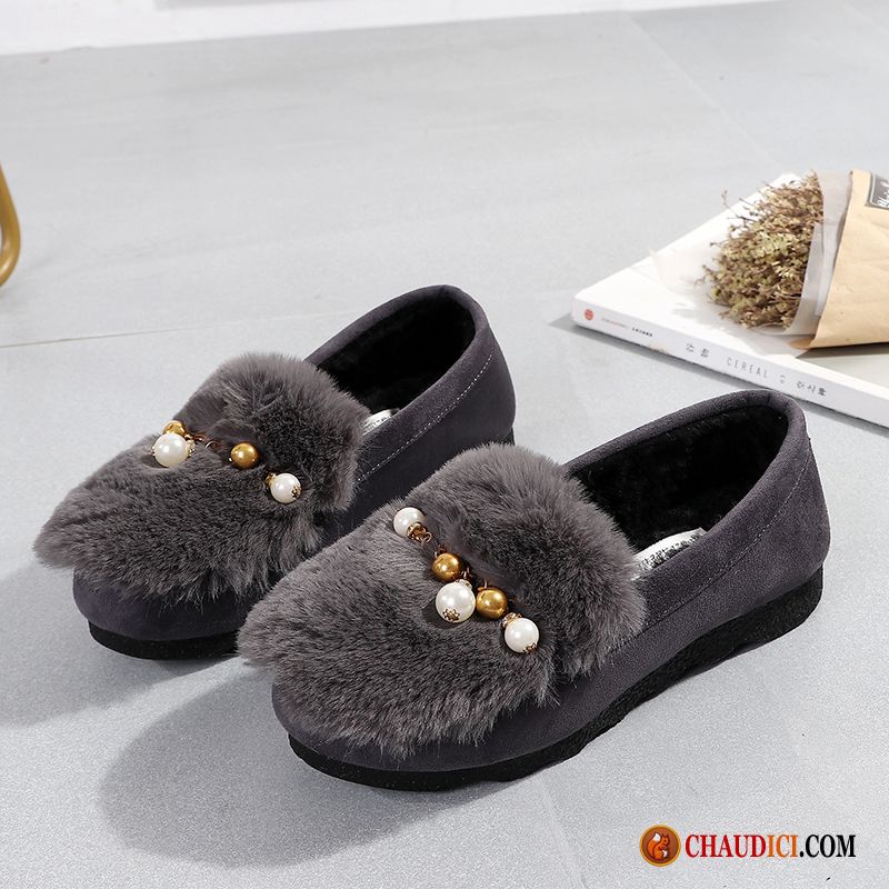 Mocassin Femme De Marque Pensée Chaussures En Tissu Plates Chauds Hiver Plus De Velours