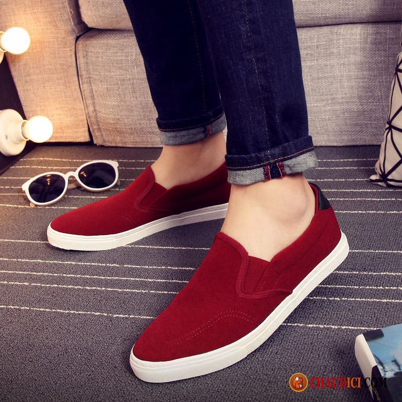 Mocassin Femme Rose Rubine Slip-on Étudiant Flats Pur Toile En Vente