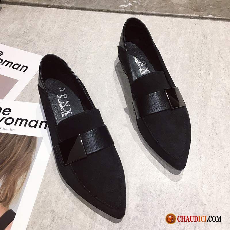 Mocassin Femme Vernis Noir Femme Slip-on Simple Décontractée Mode Pas Cher