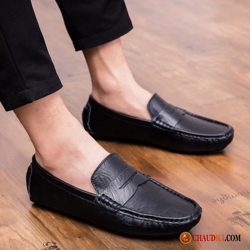 Mocassin Homme Clouté Creux Guipure Tous Les Assortis Semelle Doux Noir De Boîtier