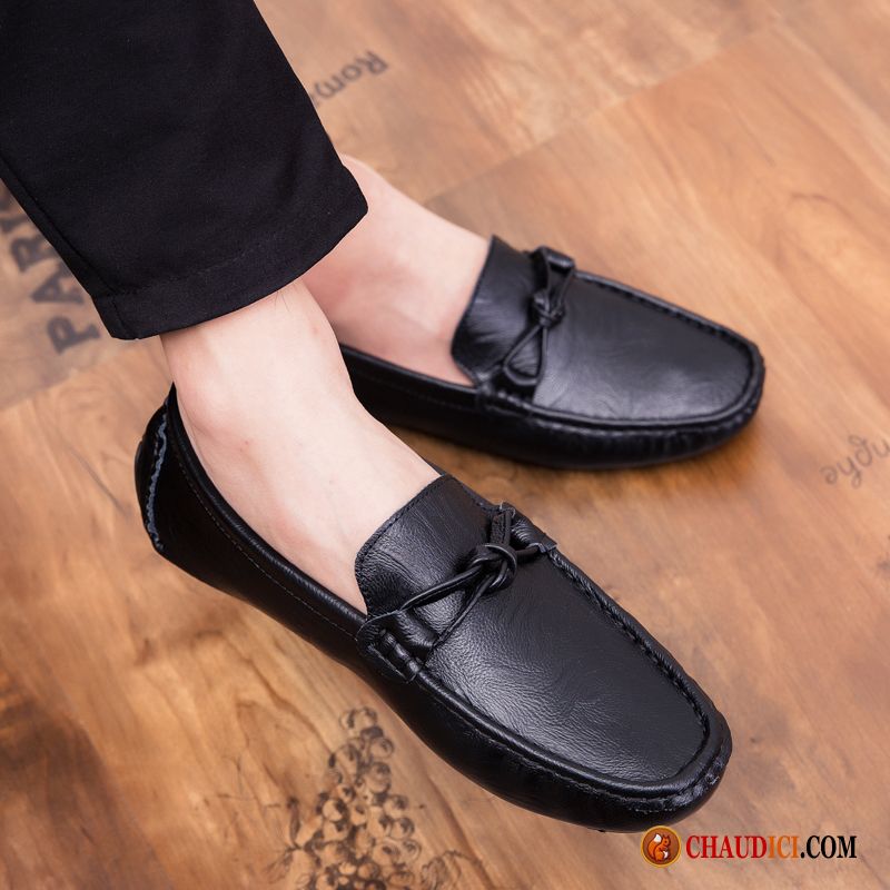 Mocassin Homme Clouté Creux Guipure Tous Les Assortis Semelle Doux Noir De Boîtier