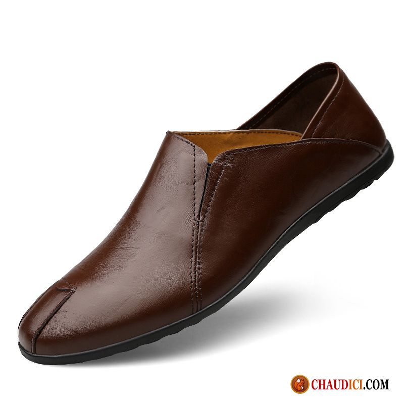 Mocassin Homme Cuir Derbies Homme Respirant Cuir Véritable Semelle Doux Pas Cher