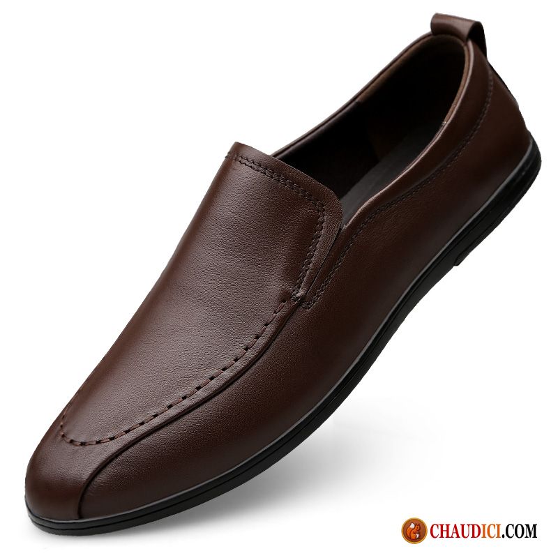 Mocassin Homme Cuir Derbies Homme Respirant Cuir Véritable Semelle Doux Pas Cher