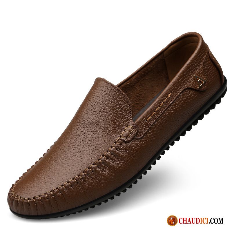 Mocassin Homme Cuir Derbies Homme Respirant Cuir Véritable Semelle Doux Pas Cher