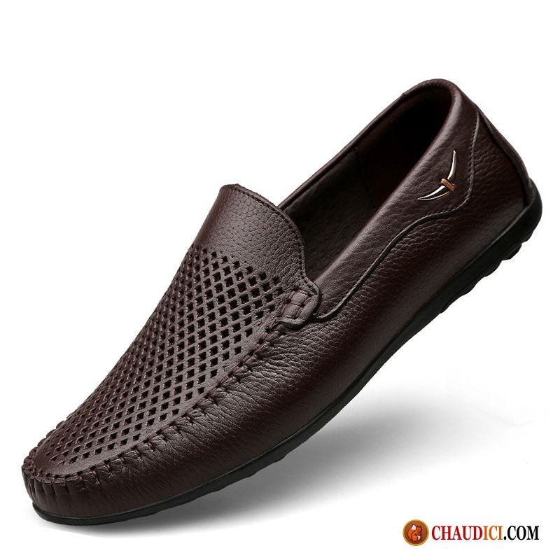 Mocassin Homme Cuir Derbies Homme Respirant Cuir Véritable Semelle Doux Pas Cher