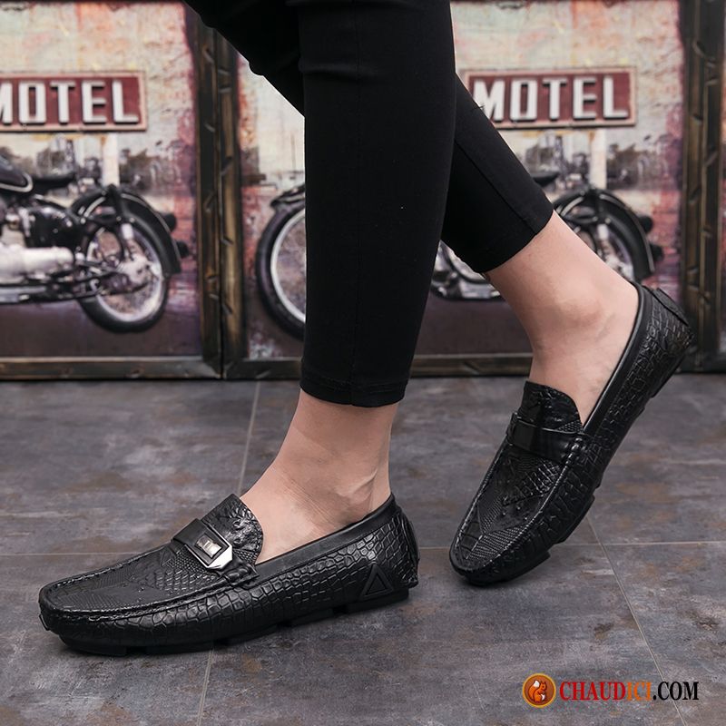 Mocassin Homme Cuir Véritable Décontractée Tous Les Assortis Slip-on Flâneurs Pas Cher