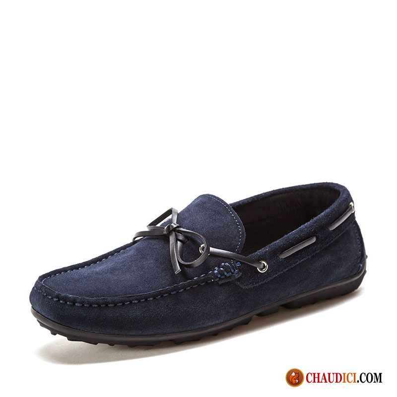 Mocassin Homme Daim Bleu Marine Flâneurs Cuir Véritable Homme Délavé En Daim Conduite