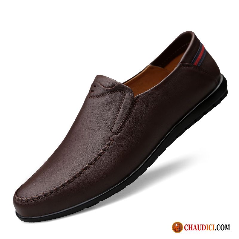 Mocassin Homme De Marque Rouge Dessus Cuir Homme Flâneurs En Cuir Pas Cher