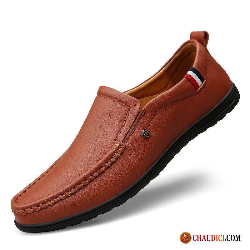 Mocassin Homme De Marque Rouge Dessus Cuir Homme Flâneurs En Cuir Pas Cher