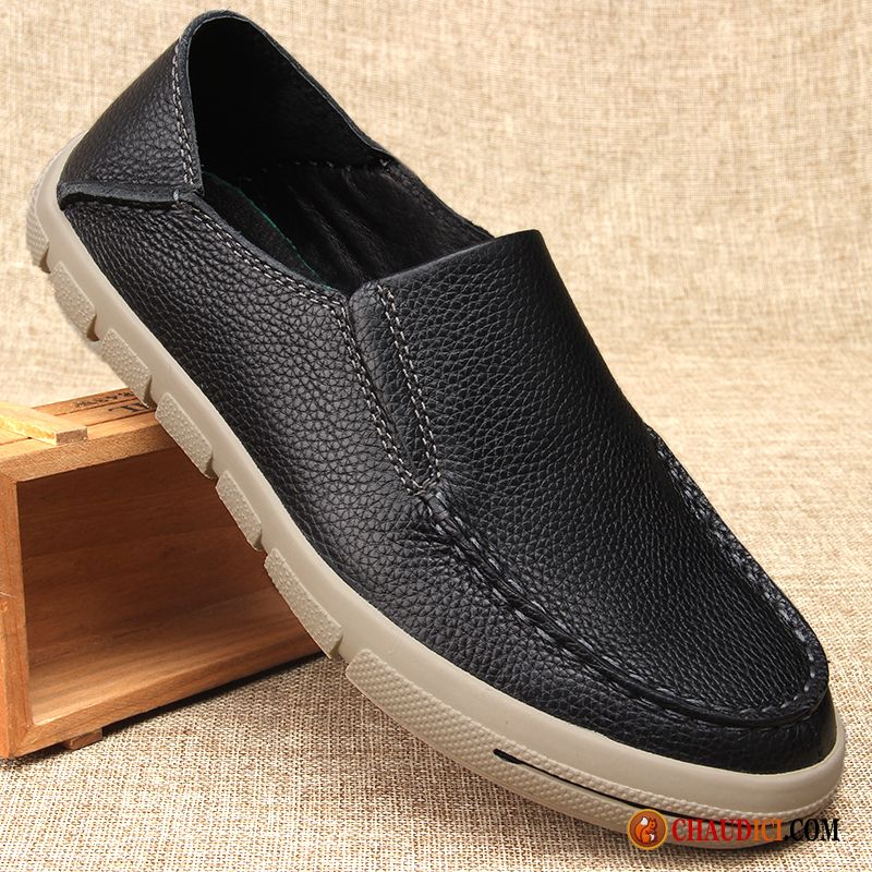 Mocassin Homme En Daim Argent Homme Semelle Doux Cuir Véritable Flâneurs Bout Rond Soldes