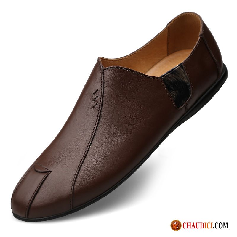 Mocassin Homme Gris Palegoldenrod Slip-on Cuir Véritable Flâneurs Rouge L'automne