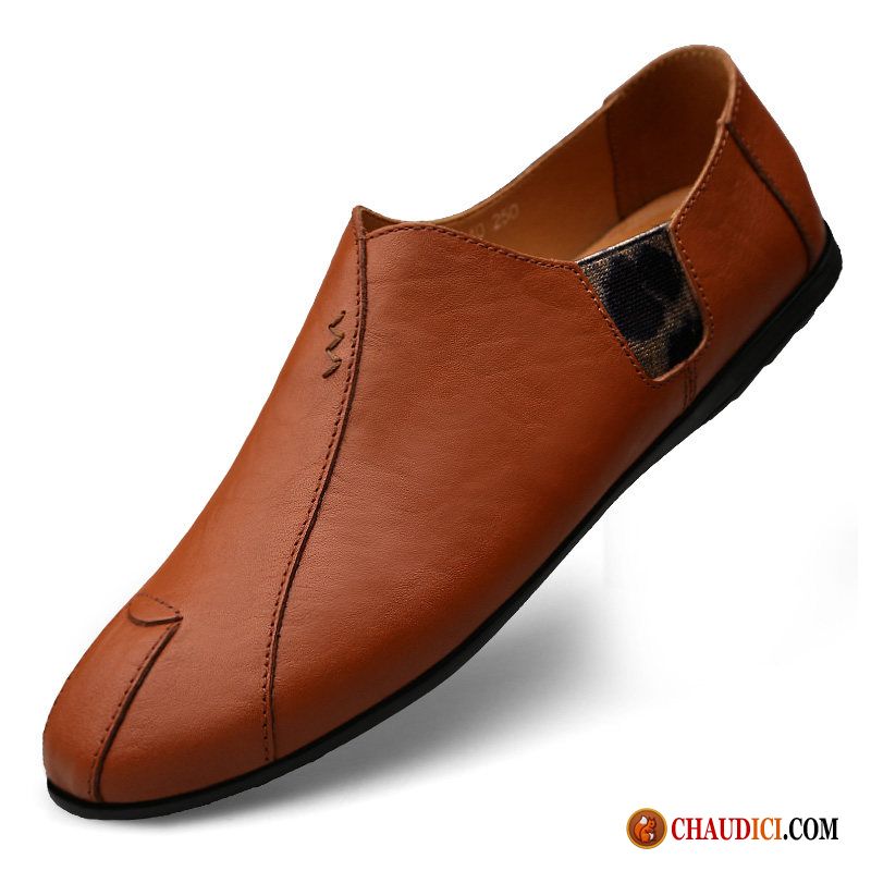 Mocassin Homme Gris Palegoldenrod Slip-on Cuir Véritable Flâneurs Rouge L'automne