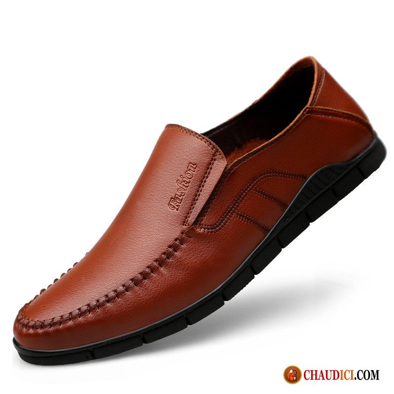 Mocassin Homme Luxe Homme Décontractée Flâneurs Slip-on Marron Pas Cher