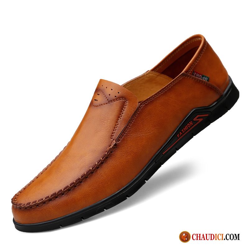 Mocassin Homme Luxe Homme Décontractée Flâneurs Slip-on Marron Pas Cher