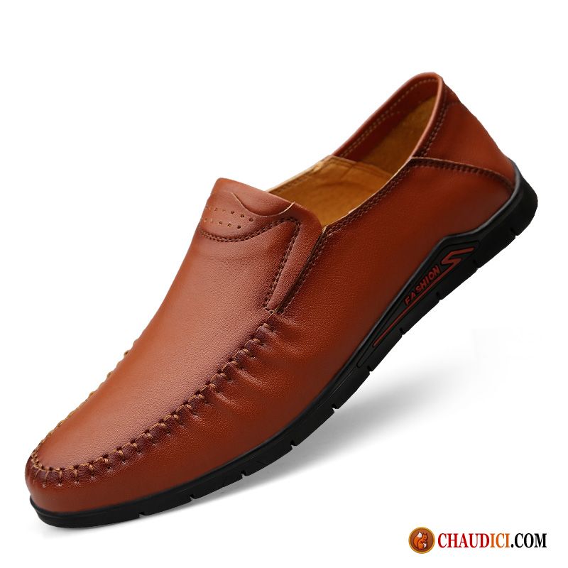 Mocassin Homme Luxe Homme Décontractée Flâneurs Slip-on Marron Pas Cher