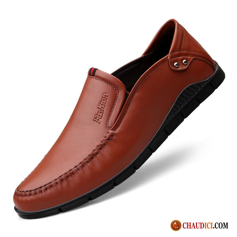 Mocassin Homme Luxe Homme Décontractée Flâneurs Slip-on Marron Pas Cher