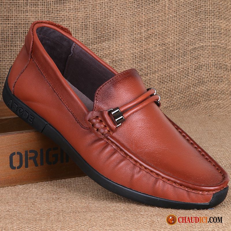 Mocassin Homme Marron Blanc Tendance En Cuir Chaussures De Conduite Homme Flâneurs Pas Cher