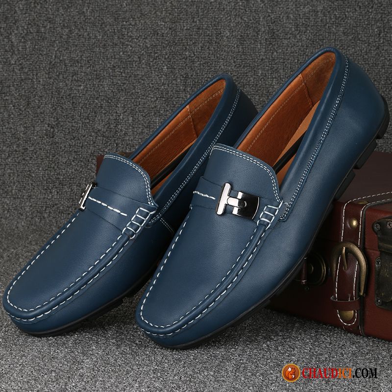 Mocassin Homme Marron Blanc Tendance En Cuir Chaussures De Conduite Homme Flâneurs Pas Cher