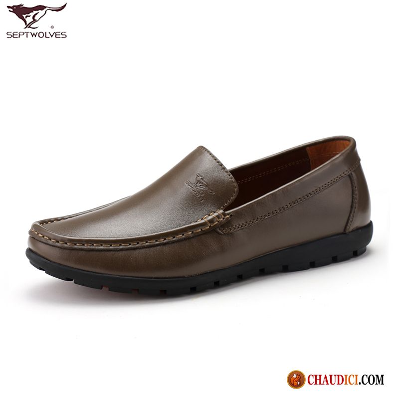 Mocassin Homme Marron Cuir Flâneurs Semelle Doux Homme Respirant Été France