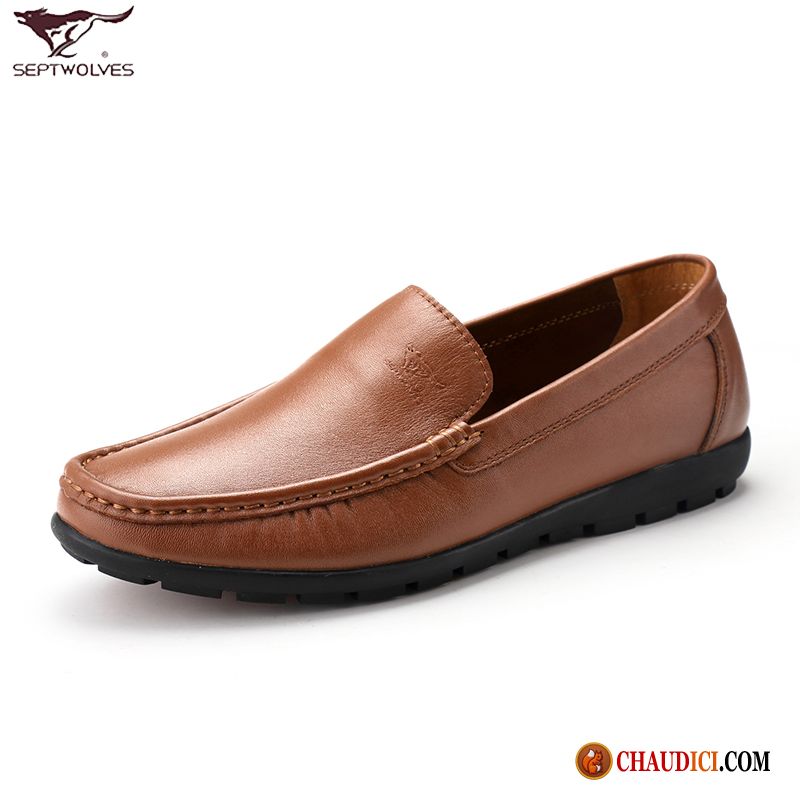 Mocassin Homme Marron Cuir Flâneurs Semelle Doux Homme Respirant Été France