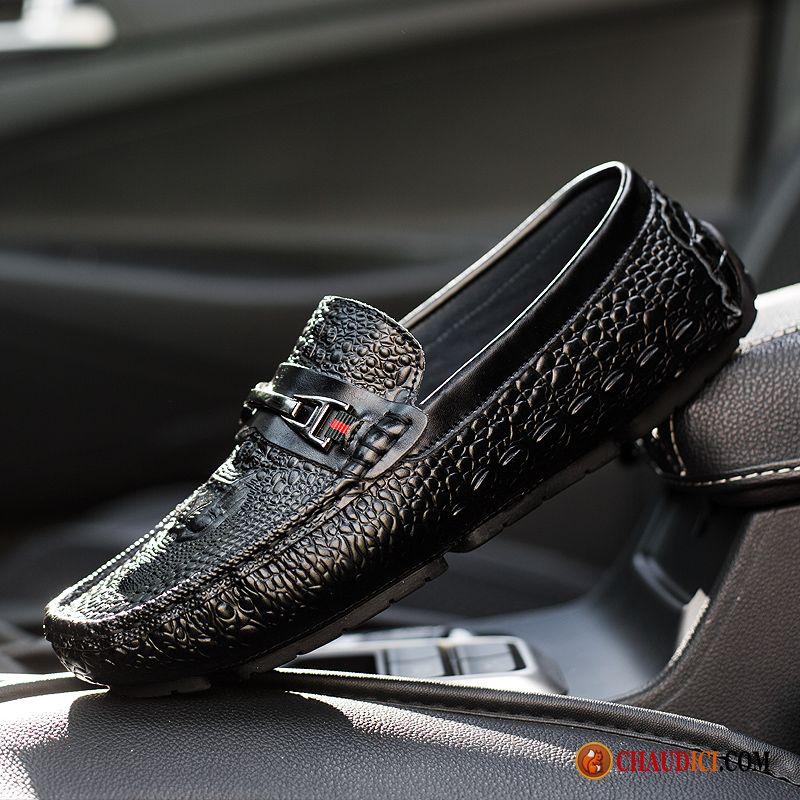 Mocassin Homme Noir Lilas Printemps Décontractée Tendance Crocodile Cuir Véritable Pas Cher