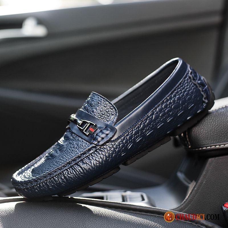 Mocassin Homme Noir Lilas Printemps Décontractée Tendance Crocodile Cuir Véritable Pas Cher