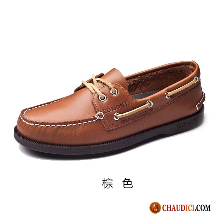 Mocassin Homme Paris Chaussure Bateau Marron Angleterre Décontractée Slip-on En Vente