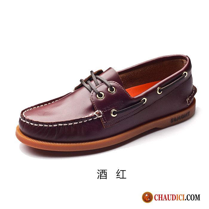 Mocassin Homme Paris Chaussure Bateau Marron Angleterre Décontractée Slip-on En Vente