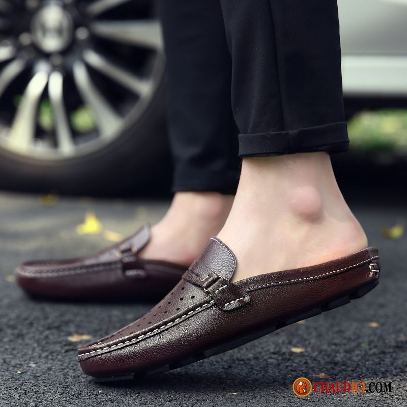 Mocassin Homme Talon Compensé Tongs Chaussons Cuir Véritable En Cuir Décontractée Homme Pas Cher