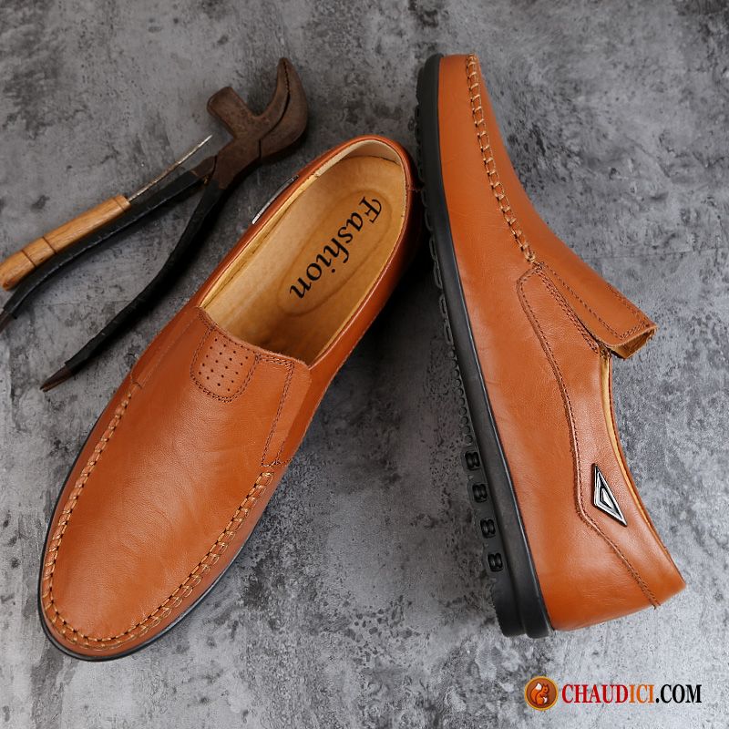 Mocassin Homme Talon Haut Décontractée Cuir Véritable Flâneurs Printemps Homme En Vente