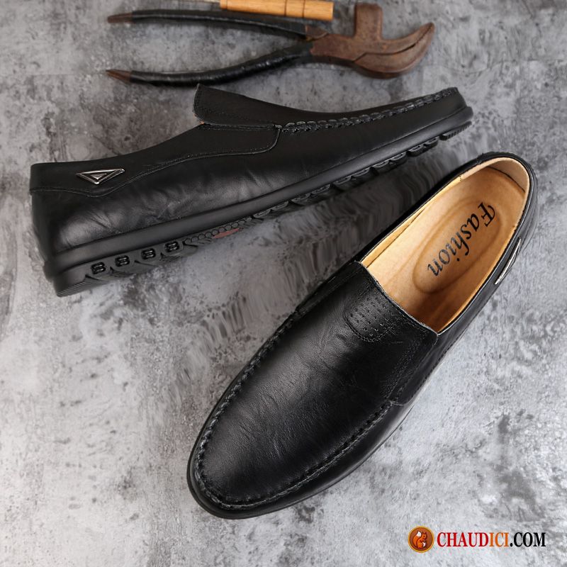 Mocassin Homme Talon Haut Décontractée Cuir Véritable Flâneurs Printemps Homme En Vente