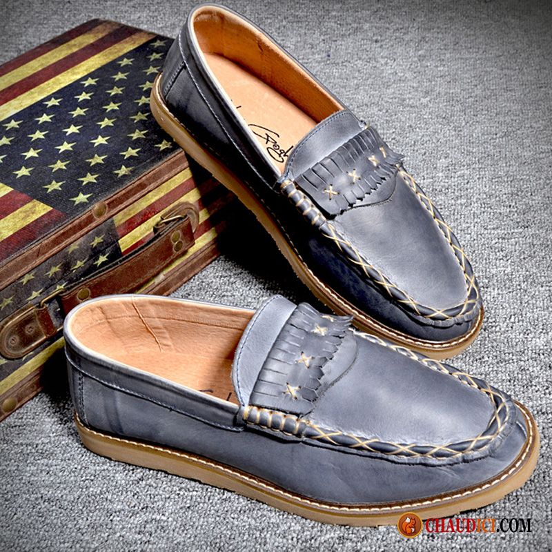 Mocassin Luxe Homme Cuir Véritable Homme Angleterre Décontractée Tendance Pas Cher